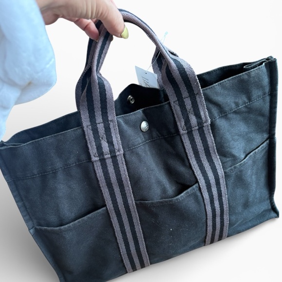 Hermes Fourre-tout Canvas black and greyTote Bag - Picture 2 of 16